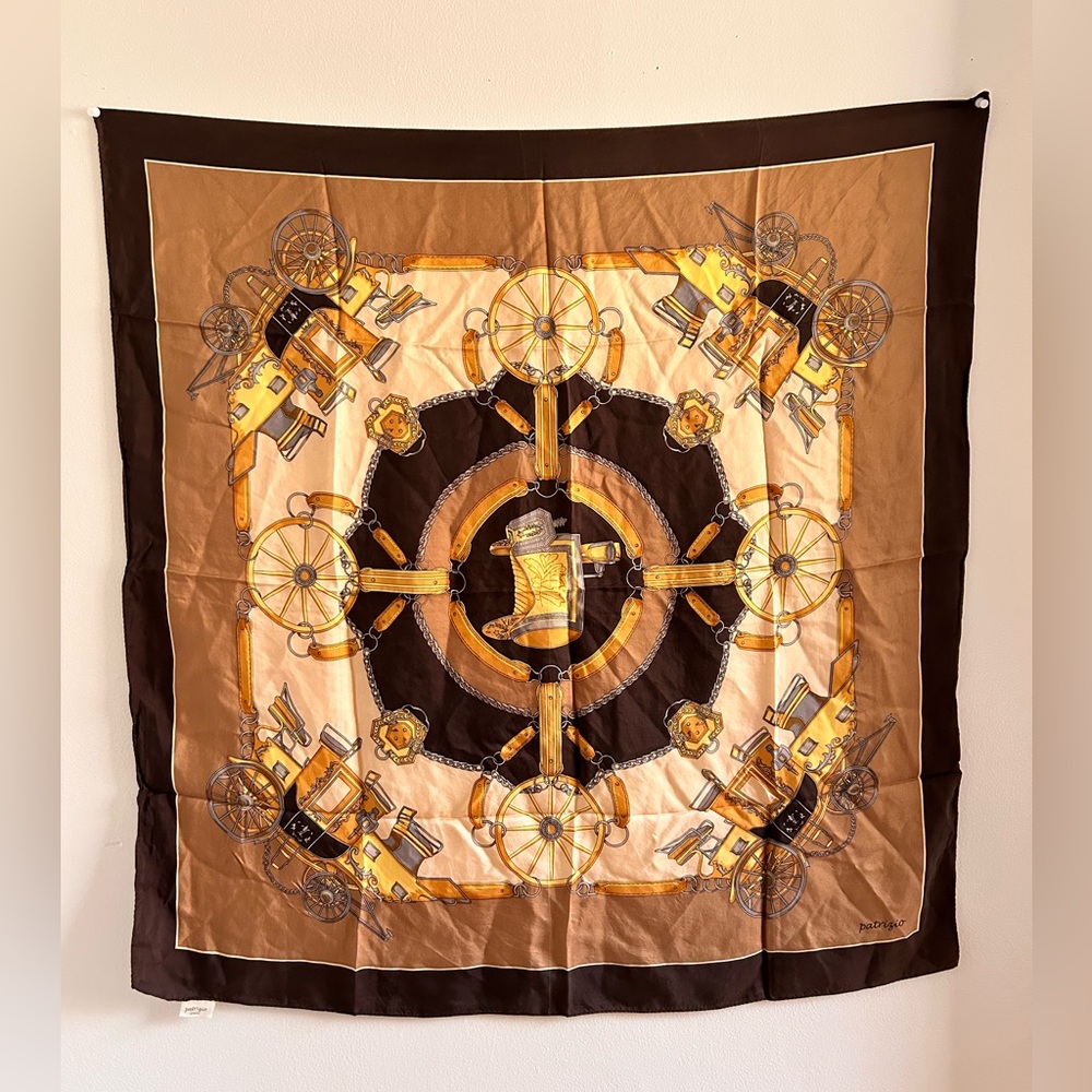 Patrizio Italian Vintage Brown and Tan Equestrian Scarf